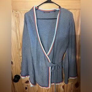 525 america womens sweater-size Large- Grey-blue -orange